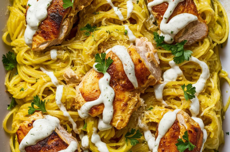 Chicken Alfredo Spaghetti Squash Recipe